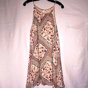 Mi Ami Boho Floral Print Sleeveless Dress L | Flowy Summer Sundress